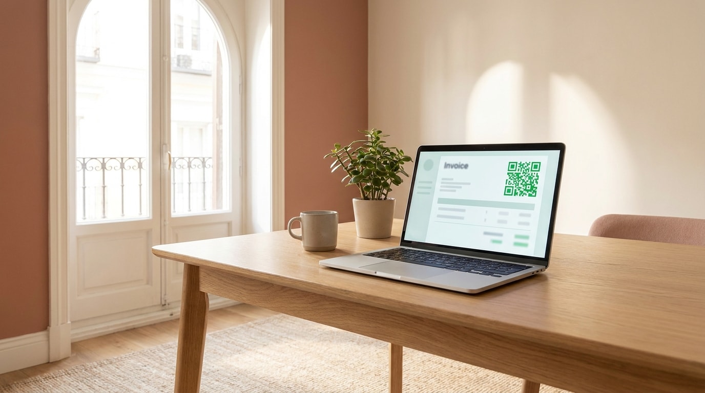 Verifactu invoicing software for Spanish freelancers on a clean desk