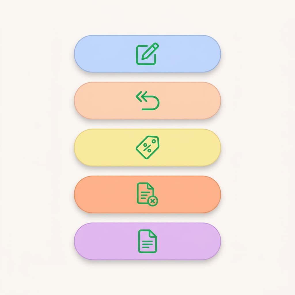 Rectifying invoice codes R1 R2 R3 R4 R5 represented as badges